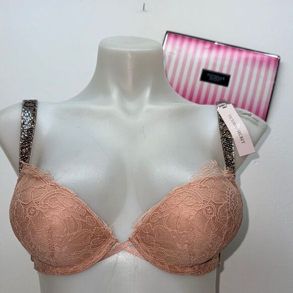 🔥Victoria's Secret Tan bombshell Bra push-up Sz 32A New - Picture 1 of 7